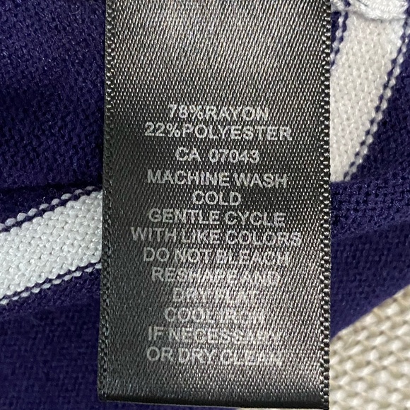 Pointelle Navy/White Double Ruffle Shoulder Coastal Nautical Casual Knit Top-XL - Picture 12 of 15